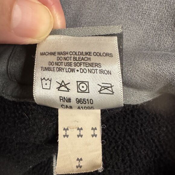 Under Armour Hoodie Sweatshirt Logo Pullover Mens Black Gray XL - Picture 6 of 7